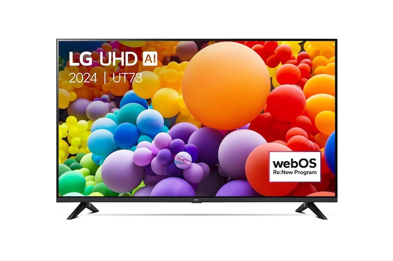 Vooraanzicht van 50 Inch LG UHD AI UT73 4K Smart TV 2024 50UT73006LA