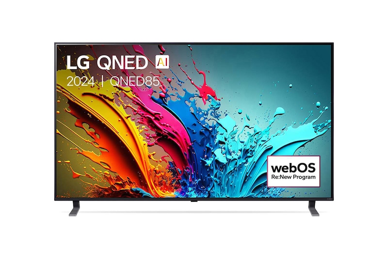 Vooraanzicht van 55 Inch LG AI QNED85 4K Smart TV 2024 55QNED85T6C