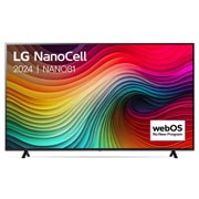 Vooraanzicht van 75 Inch LG NanoCell NANO81 4K Smart TV 2024 75NANO81T6A