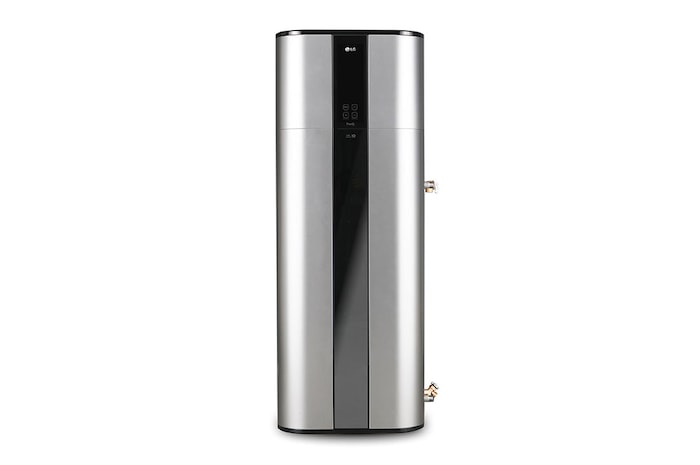 Vooraanzicht van 270L, Inverter warmtepompboiler, Dual Inverter HeatPump. Stil en energiezuinig met strak design en Hot Water Control WH27S.F5