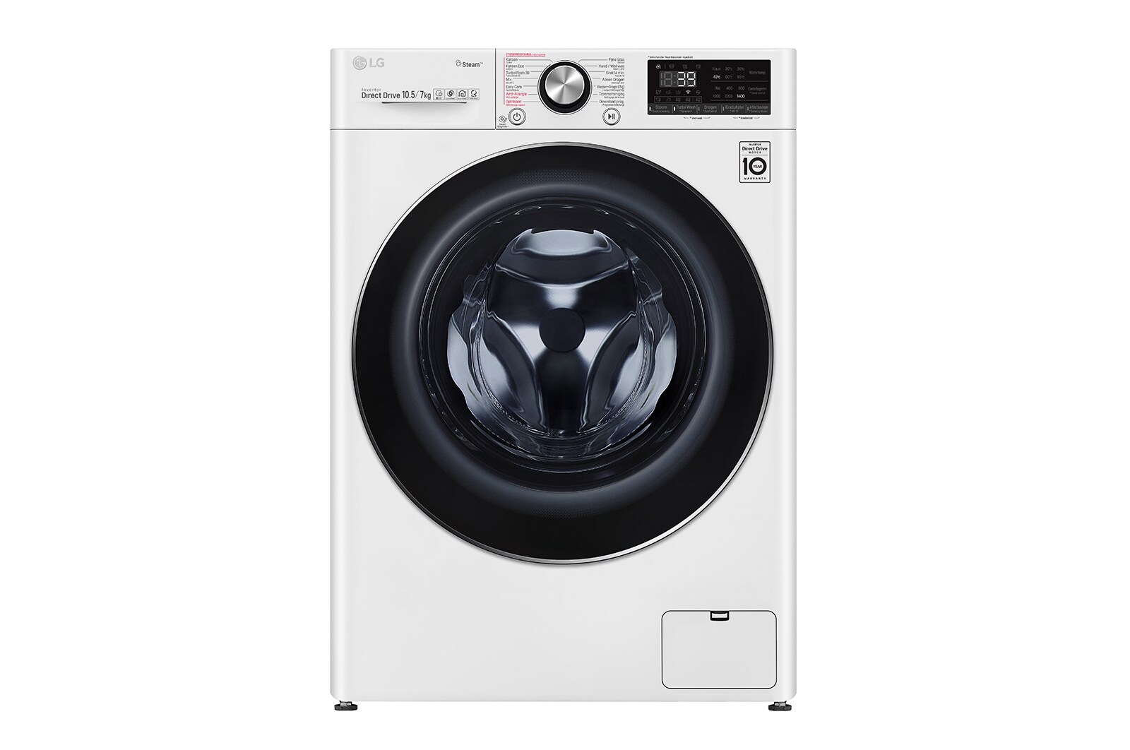Vooraanzicht van TurboWash™ 39 - Perfect schoon in 39 minuten | Slimme AI DD™ motor herkent je kleding | E | 10.5 kg wassen/7 kg drogen  | Hygiënisch wassen met stoom F4DV910H2E