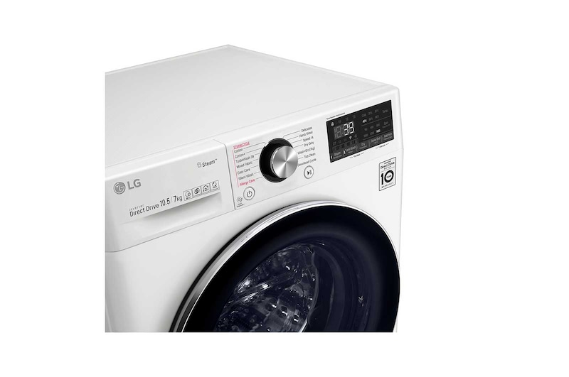 LG TurboWash™ 39 - Perfect schoon in 39 minuten | Slimme AI DD™ motor herkent je kleding | E | 10.5 kg wassen/7 kg drogen  | Hygiënisch wassen met stoom, F4DV910H2E