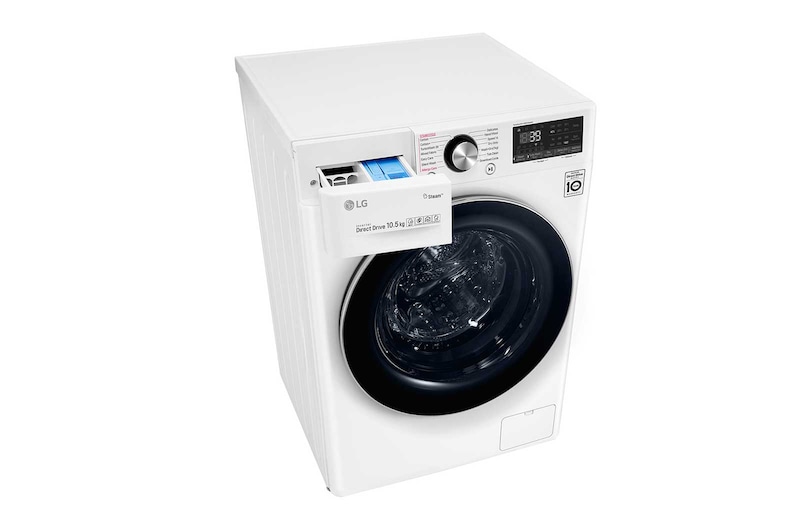 LG TurboWash™ 39 - Perfect schoon in 39 minuten | Slimme AI DD™ motor herkent je kleding | E | 10.5 kg wassen/7 kg drogen  | Hygiënisch wassen met stoom, F4DV910H2E