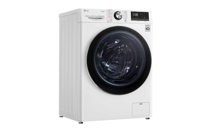 LG TurboWash™ 39 - Perfect schoon in 39 minuten | Slimme AI DD™ motor herkent je kleding | E | 10.5 kg wassen/7 kg drogen  | Hygiënisch wassen met stoom, F4DV910H2E