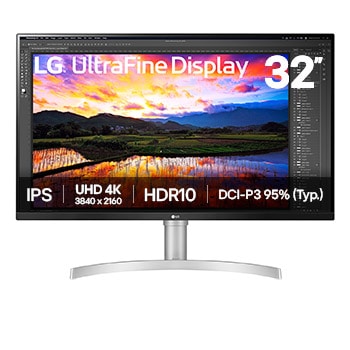 Vooraanzicht van 31.5" UHD 4K (3840x2160) HDR IPS Monitor 32UN650K-W
