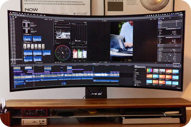 Afbeelding van het gebruik van de LG UltraWide Monitor.