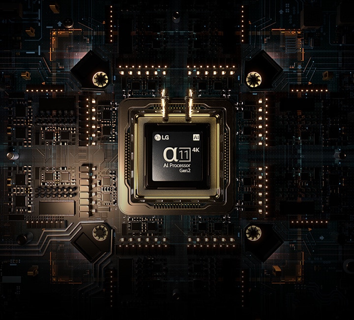 Le processeur alpha 11 AI de 2ème génération sur une carte de circuit imprimé à l’aspect avancé.