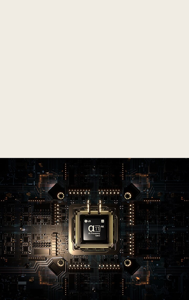 De alpha 11 AI Processor Gen2 bevindt zich op een geavanceerd uitziende printplaat.