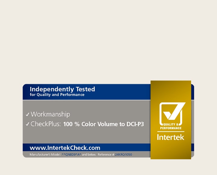 Intertrek-certificering voor 100% kleurvolume volgens DCI-P3.