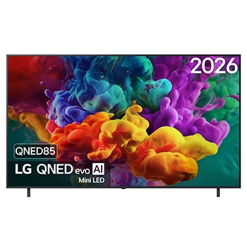 Vue avant de LG QNED evo AI QNED85 Mini LED 4K Smart TV 75 pouces 2026 75QNED85B6B