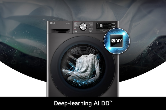 LG 11 kg wasmachine F4WR7011SYB in het wit, met AI DD®-technologie die op intelligente wijze de stof detecteert voor een optimale wasverzorging.
