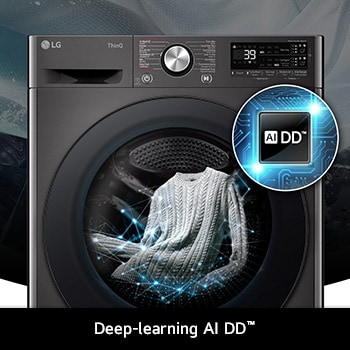 LG 11 kg wasmachine F4WR7011SYB in het wit, met AI DD®-technologie die op intelligente wijze de stof detecteert voor een optimale wasverzorging.