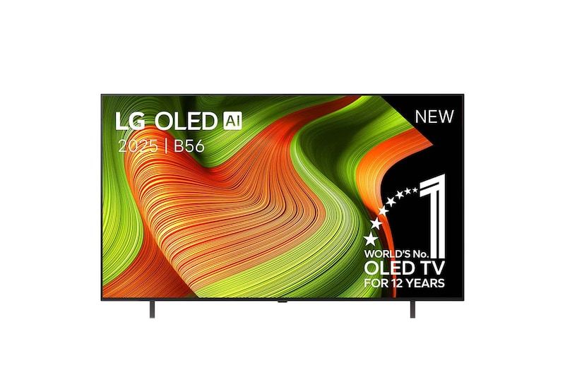 Vue avant de Smart TV LG OLED AI 4K B5 2025 65 pouces OLED65B56LA