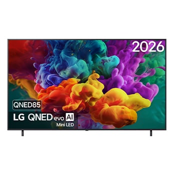 Vue avant de LG QNED evo AI QNED85 Mini LED 4K Smart TV 86 pouces 2026 86QNED85B6B