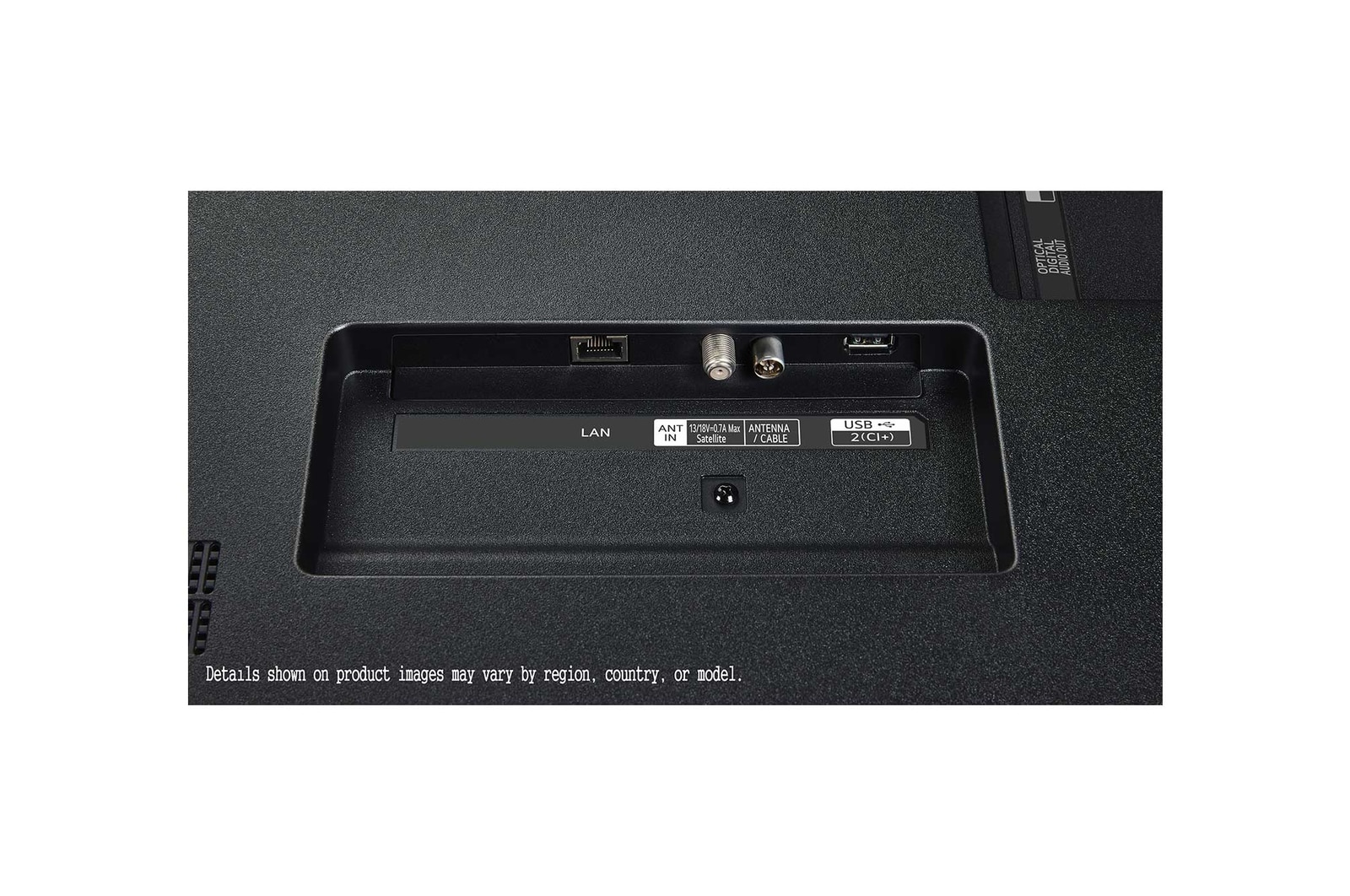 LG AI Magic Remote met de AI-knop gemarkeerd. Daaromheen staan de verschillende functionaliteiten die een gebruiker met de knop kan openen. AI Voice ID, AI Search, AI Chatbot, AI Concierge, AI Picture Wizard, AI Sound Wizard. De tekst legt uit dat de LG AI Magic Remote je AI Experience compleet maakt met een speciale AI-knop en kan worden gebruikt als muis. Gewoon aanwijzen en klikken.