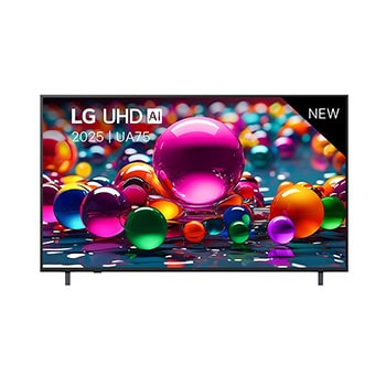 Vue avant de Smart TV LG UHD AI UA75 4K 2025 65 pouces 65UA75006LA