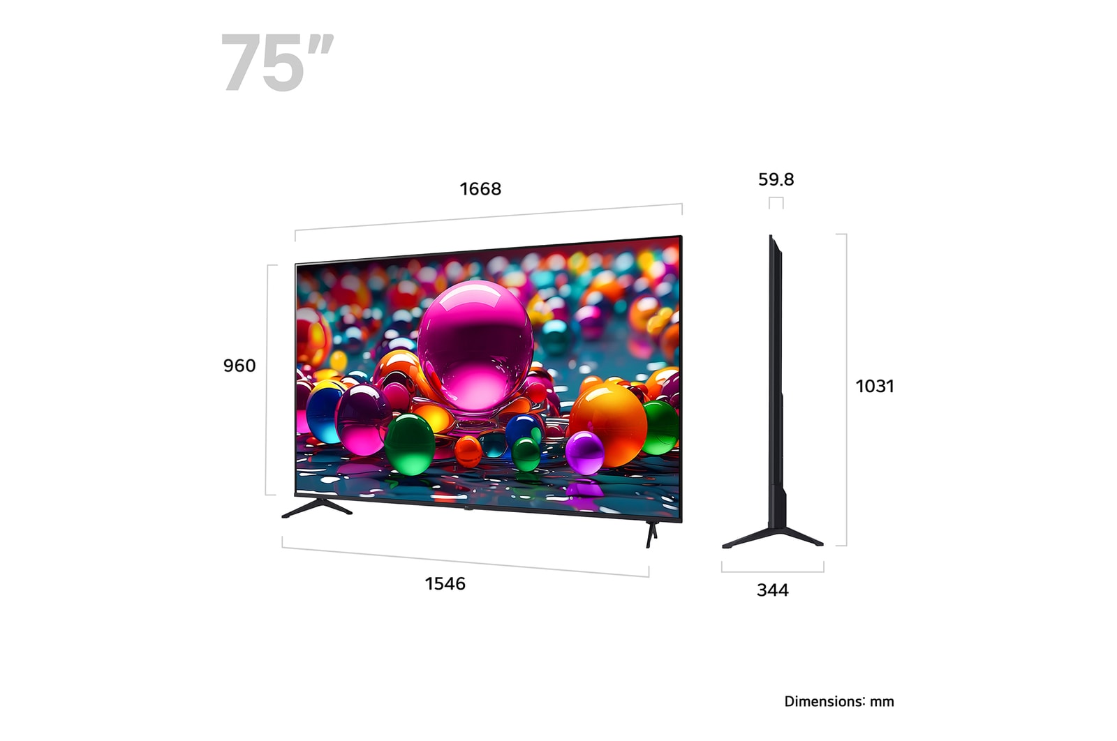 LG Smart TV LG UHD AI UA75 4K 2025 75 pouces, 75UA75006LA