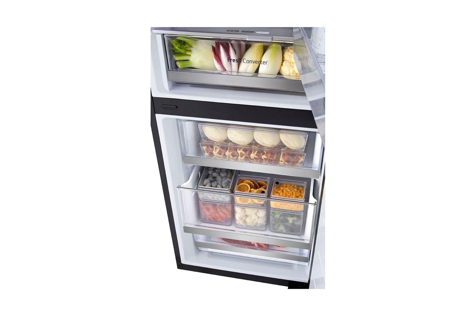 LG 349L Réfrigérateur combiné GBG5160CEV Noir | InstaView™ | DoorCooling+™ | Linear Cooling™ , GBG5160CEV