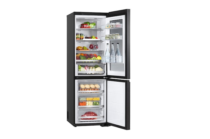 LG 349L Réfrigérateur combiné GBG5160CEV Noir | InstaView™ | DoorCooling+™ | Linear Cooling™ , GBG5160CEV