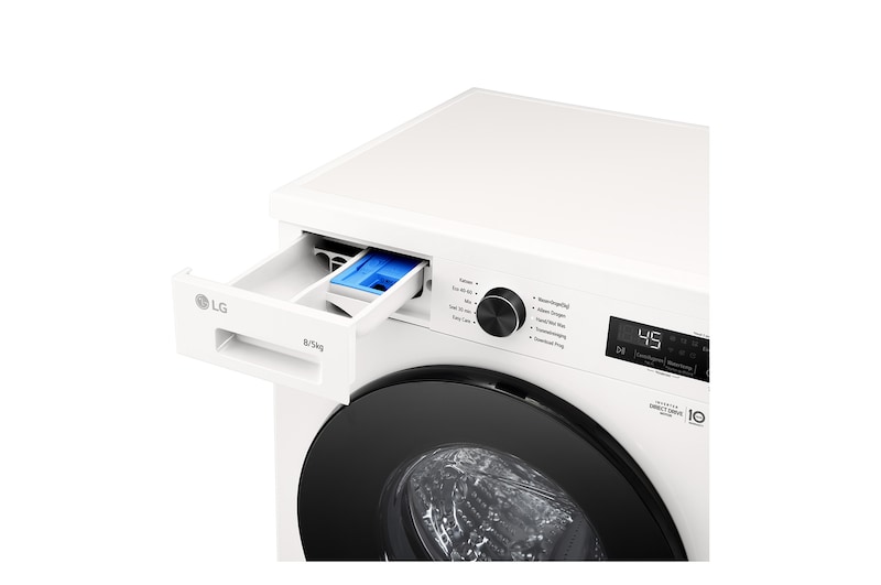 LG 8/5kg Lave-linge séchant Blanc | 6 motion DD™ | Steam™ | ThinQ™, W4X1085NWB