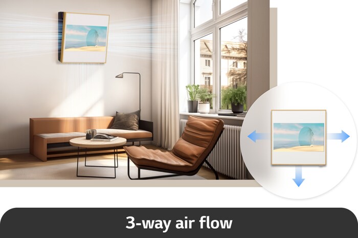LG 3.5kW, ARTCOOL Gallery Premium, Dual Inverter HeatPump, Personaliseerbare airconditioner met LCD frame, luchtfiltratie en verwarming, A12GA2
