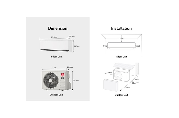 LG 2.5kW, DUALCOOL Premium Airconditioning, Dual Inverter HeatPump, stijlvol design en comfortabele luchtstroom, H09S1P