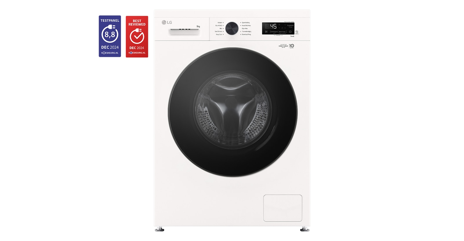 Vue avant de Lave-linge 9kg blanc | Inverter Direct Drive™ | Spa Steam™ | A F4X1009NWB