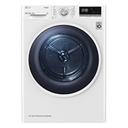 Vue avant de Sèche-linge pompe à chaleur 9 kg Blanc | Condenseur autonettoyant | Eco Hybrid™ | Allergy Care | LG BE RH90V5AV6N