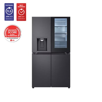 Voorkant van 638L Amerikaanse koelkast Zwart | InstaView™ | DoorCooling+™ | Craft Ice™ - GMG960EVEE