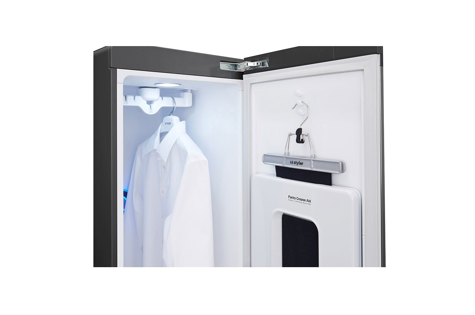 LG Styler | Capacité 3 cintres + 1 presse-pantalon | Rafraîchissez et froissez facilement vos vêtements avec de la vapeur, S3MFC