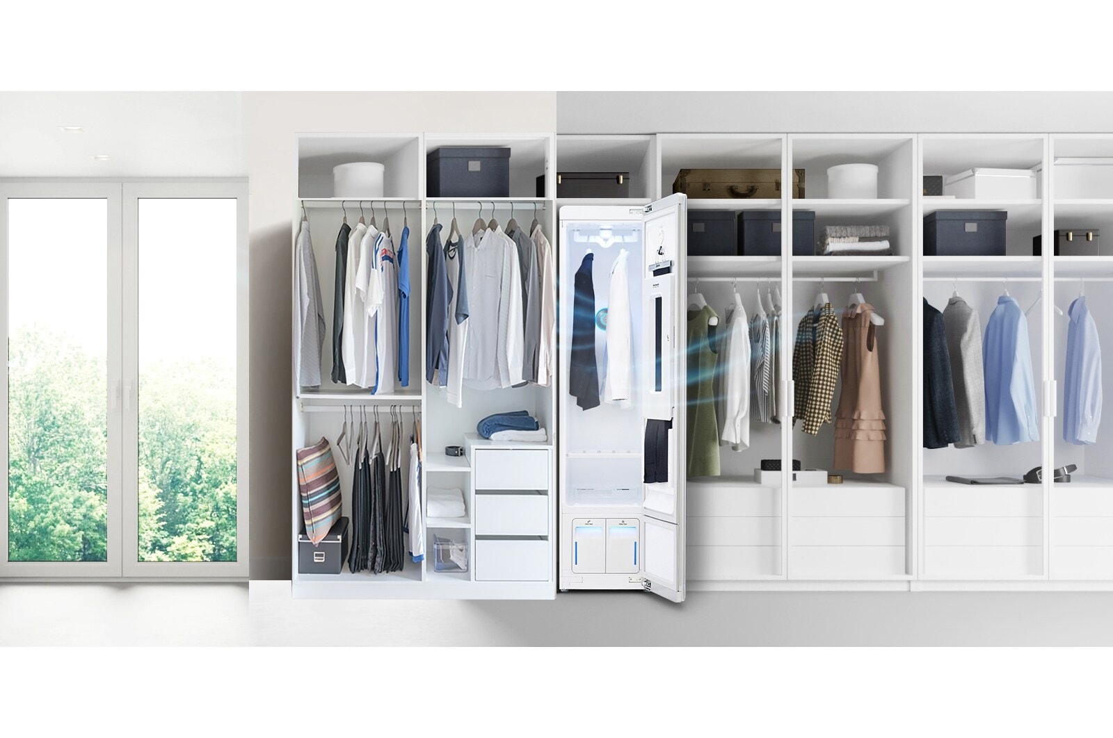 LG Styler | Capacité 3 cintres + 1 presse-pantalon | Rafraîchissez et froissez facilement vos vêtements avec de la vapeur, S3MFC