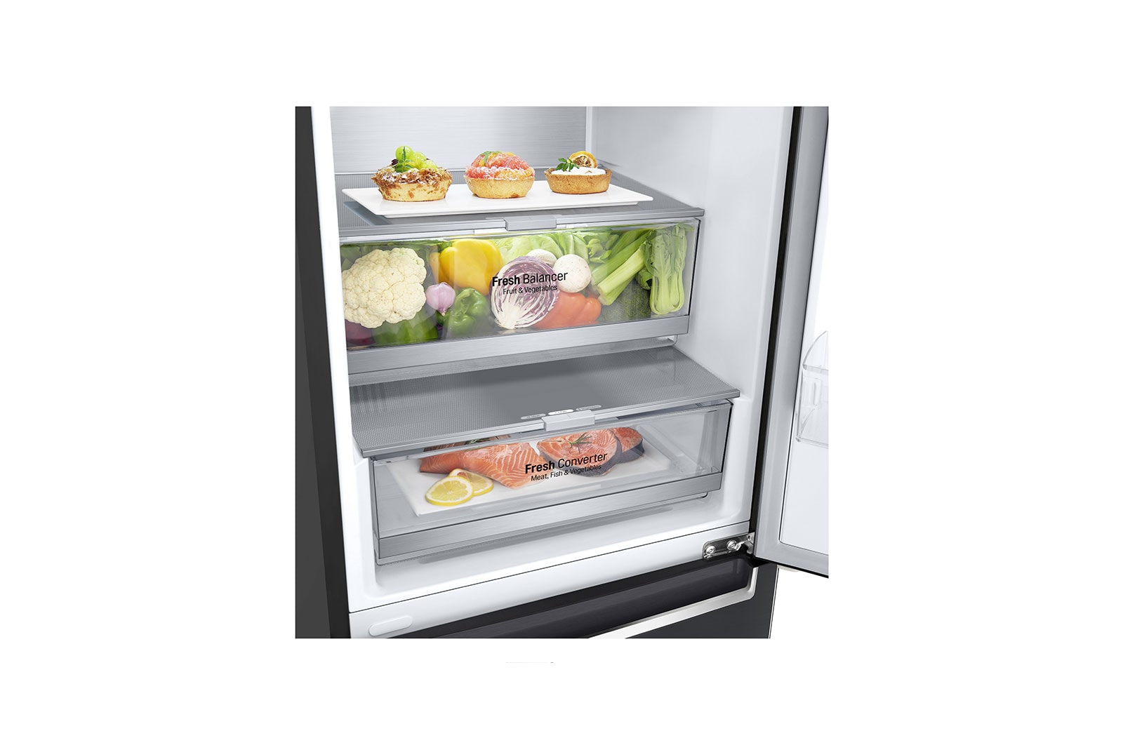LG 384L Réfrigérateur combiné Noir | Door Cooling+ | Total No Frost | Compresseur linéaire Inverter , GBB92MCABP