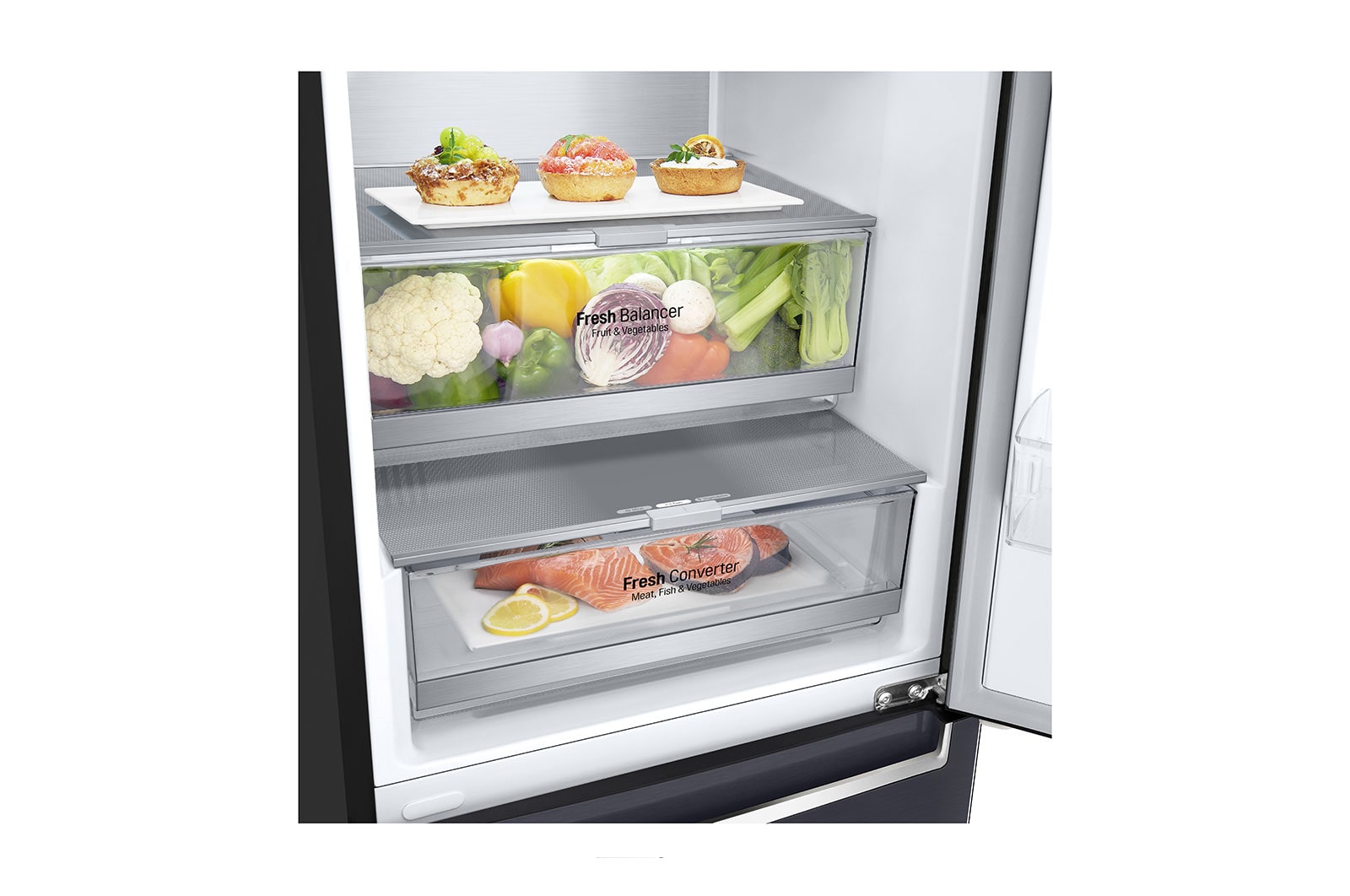 LG Door Cooling<sup>+</sup> | 384L capacité | Total no Frost  |  Compresseur linéaire Inverter | Grande capacité | 36dB – réfrigérateur le plus silencieux, GBB92MCAXP