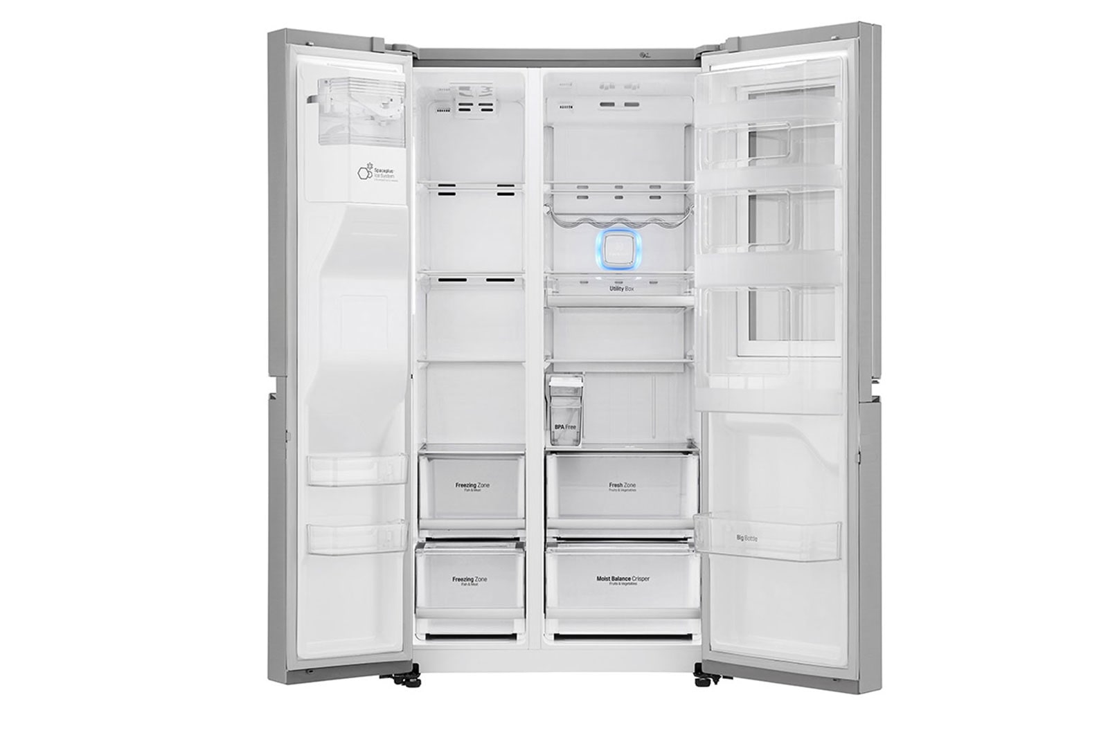 LG Knock. Knock. Keep it cool! | instaView™ Door-in-Door™ | 601L capacité | Réfrigérateur américain | Total No Frost  | Espace de refroidissement et de congélation supplémentaire| Compresseur linéaire Inverter, GSI961PZAZ