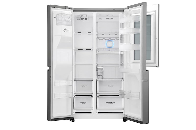LG Knock. Knock. Keep it cool! | instaView™ Door-in-Door™ | 601L capacité | Réfrigérateur américain | Total No Frost  | Espace de refroidissement et de congélation supplémentaire| Compresseur linéaire Inverter, GSI961PZAZ