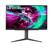 Vue avant de Moniteur pour jeu LG UltraGear™ UHD de 27” offrant une fréquence de rafraîchissement de 144 Hz 27GR93U-B
