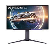 Vue avant de Moniteur de jeu UltraGear™ OLED de 27'' QHD offrant une fréquence de rafraîchissement de 240 Hz et un temps de réponse de 0,03 ms (GtG) 27GR95QE-B
