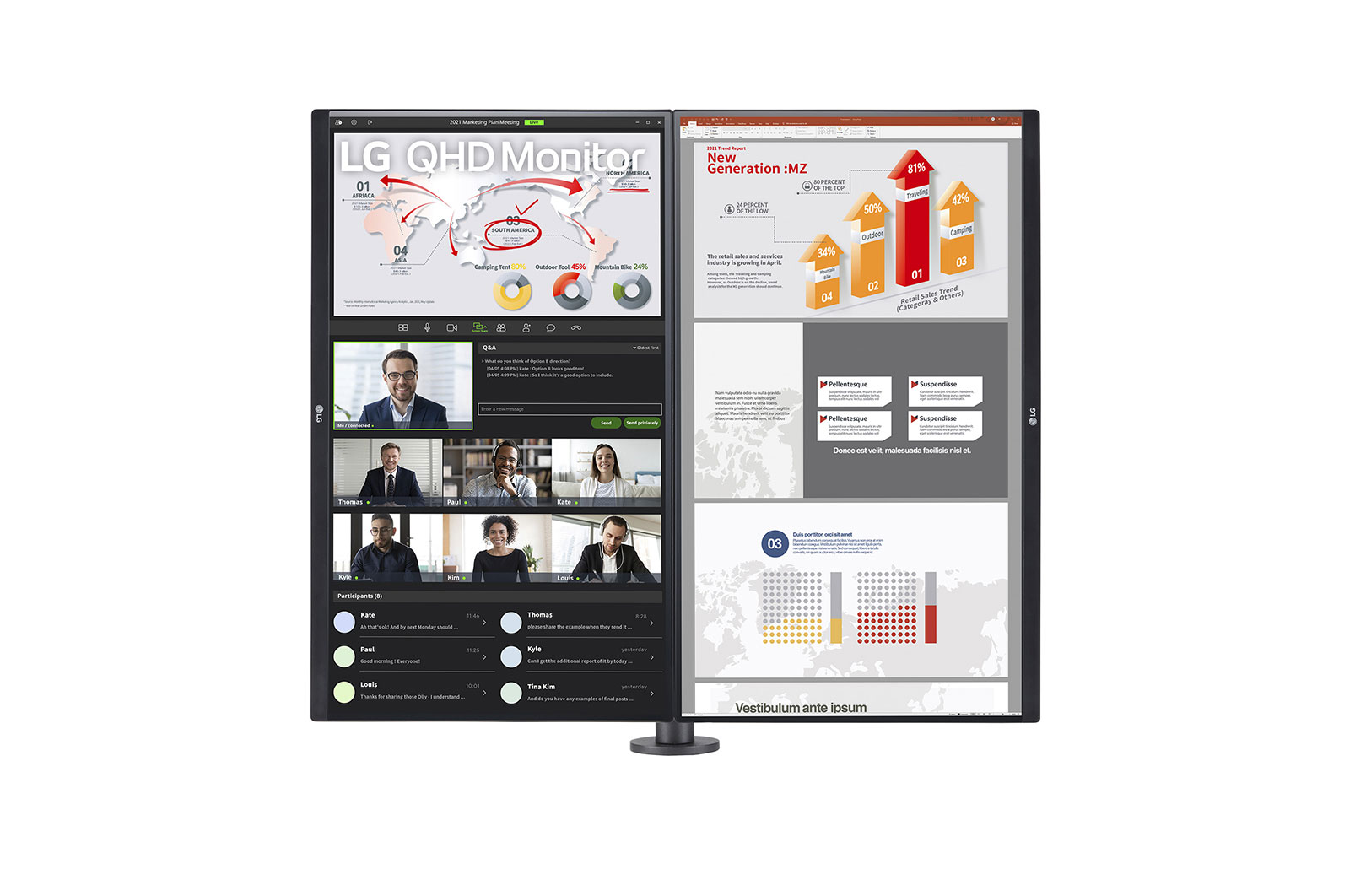 LG Moniteur QHD Ergo Dual 27 pouces avec configuration en série, 27QP88DP-BS