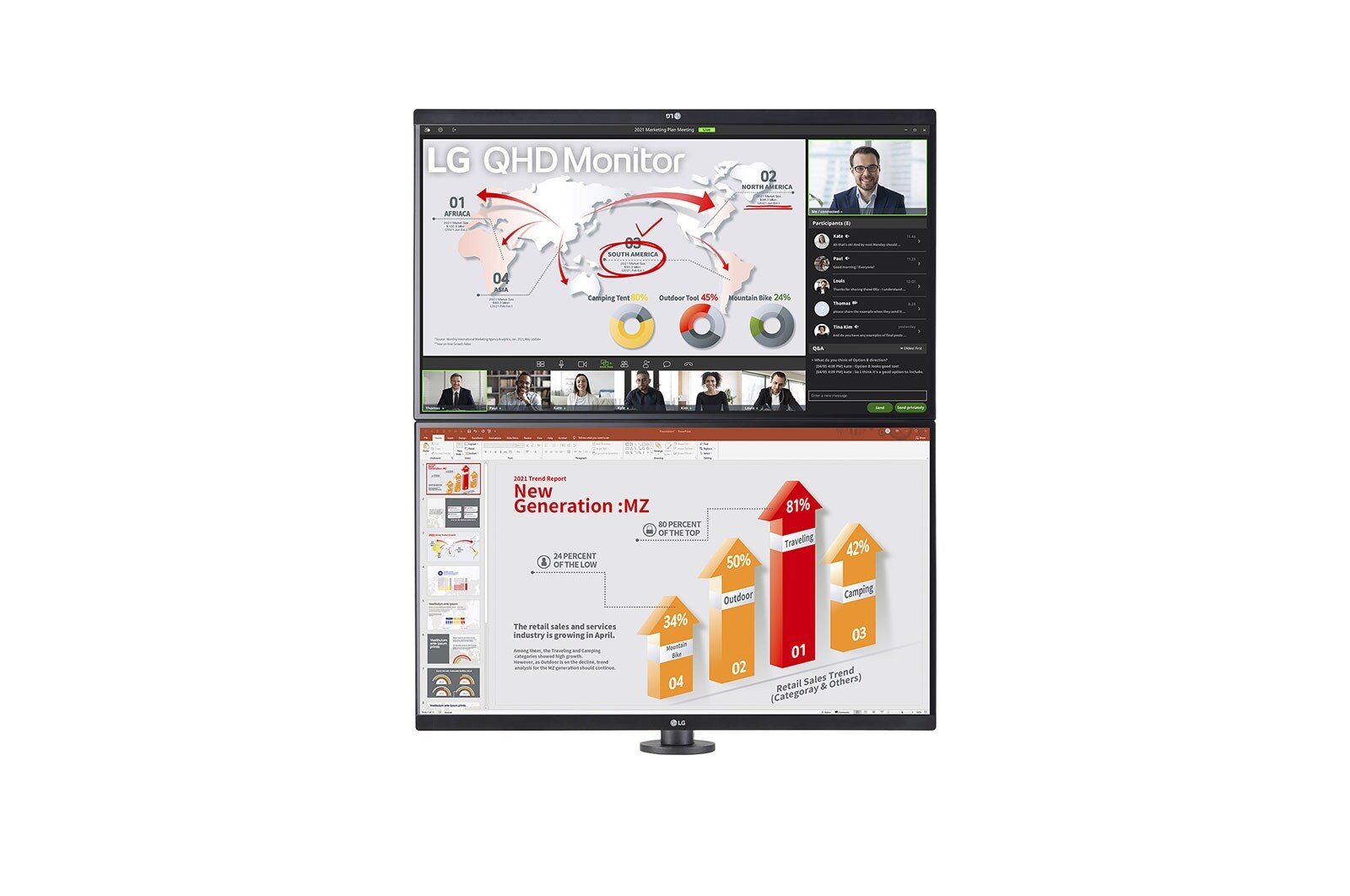 LG Moniteur QHD Ergo Dual 27 pouces avec configuration en série, 27QP88DP-BS