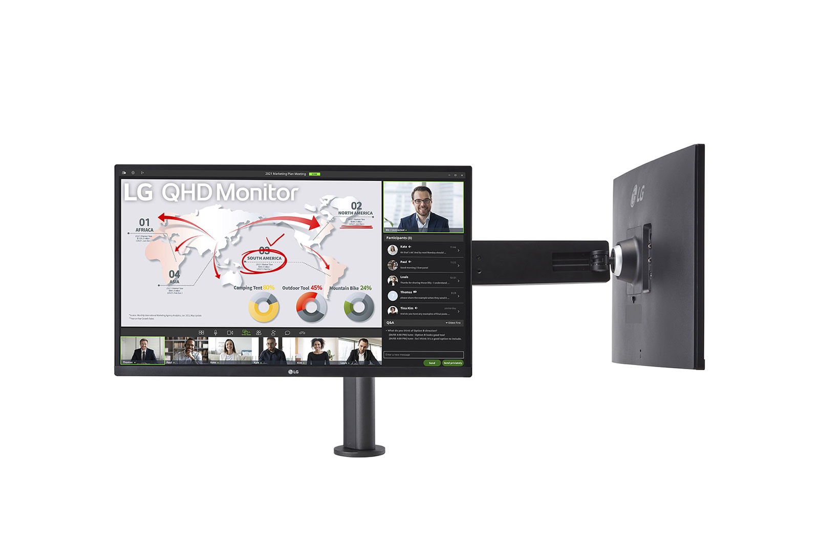 LG Moniteur QHD Ergo Dual 27 pouces avec configuration en série, 27QP88DP-BS