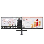 Vue avant de Moniteur QHD Ergo Dual 27 pouces avec configuration en série 27QP88DP-BS