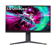 Vue avant de Moniteur pour jeu LG UltraGear™ UHD de 32” offrant une fréquence de rafraîchissement de 144 Hz 32GR93U-B