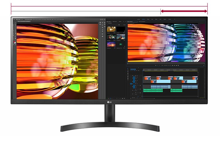 Het 21:9 QHD-monitor (1920x1080) biedt 2,4 keer meer beeld dan een 16:9 Full HD-monitor (880px) met 800px meer dan bij 16:9 QHD (2560x1440).