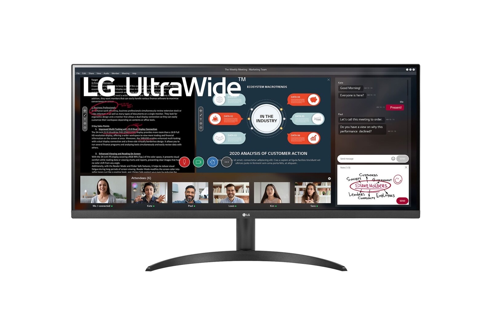 Vue avant de Moniteur IPS avec AMD FreeSync™ Full HD UltraWide™ 21:9 34” 34WP500-B