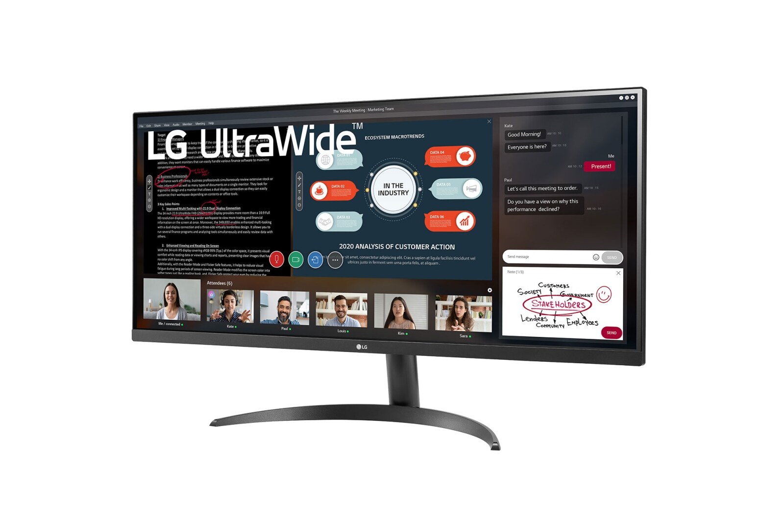 LG Moniteur IPS avec AMD FreeSync™ Full HD UltraWide™ 21:9 34”, 34WP500-B