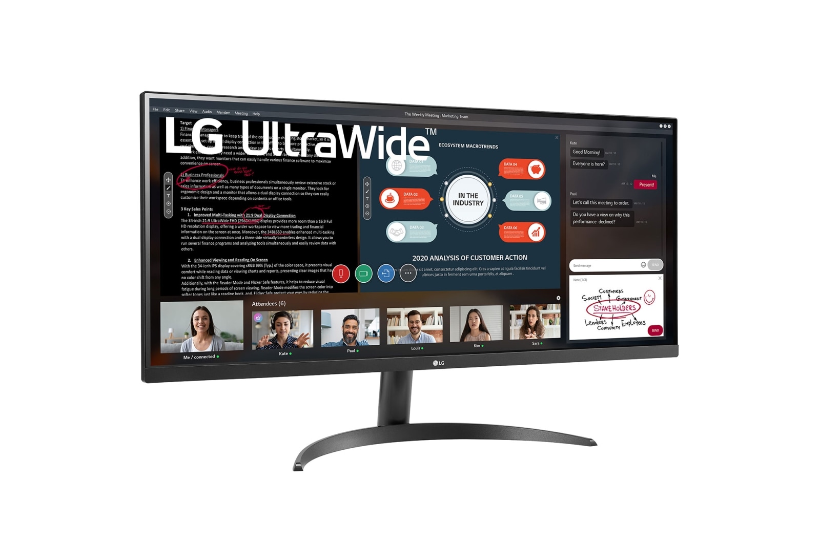 LG Moniteur IPS avec AMD FreeSync™ Full HD UltraWide™ 21:9 34”, 34WP500-B