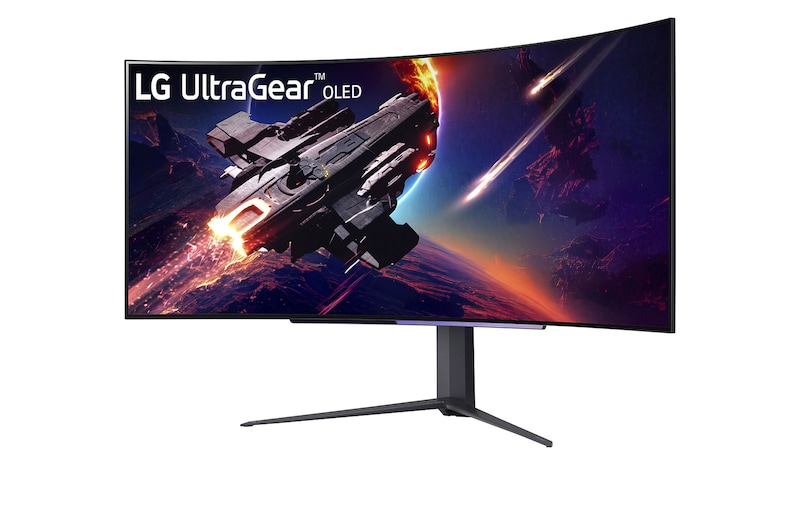 LG Moniteur de jeu UltraGear™ OLED de 45'' incurvé offrant une fréquence de rafraîchissement de 240 Hz et un temps de réponse de 0,03 ms (GtG), 45GR95QE-B
