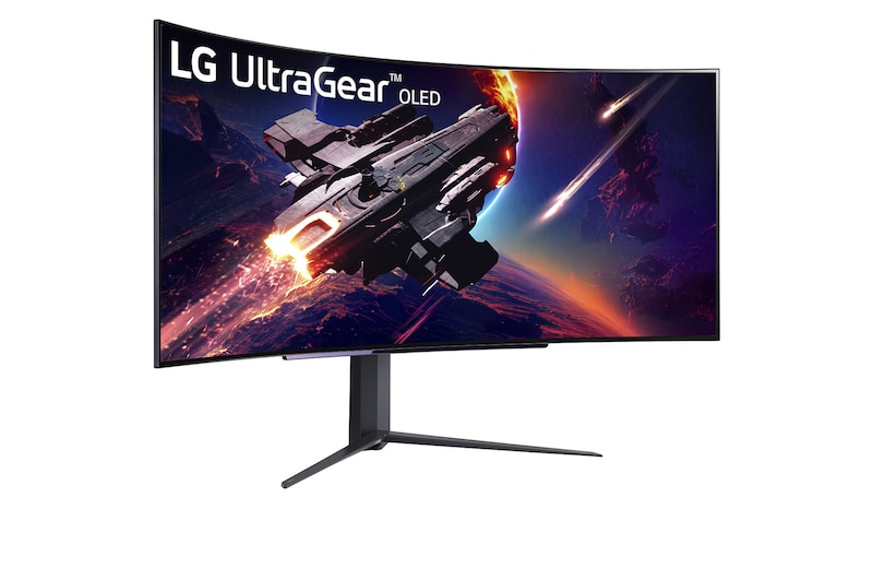 LG Moniteur de jeu UltraGear™ OLED de 45'' incurvé offrant une fréquence de rafraîchissement de 240 Hz et un temps de réponse de 0,03 ms (GtG), 45GR95QE-B