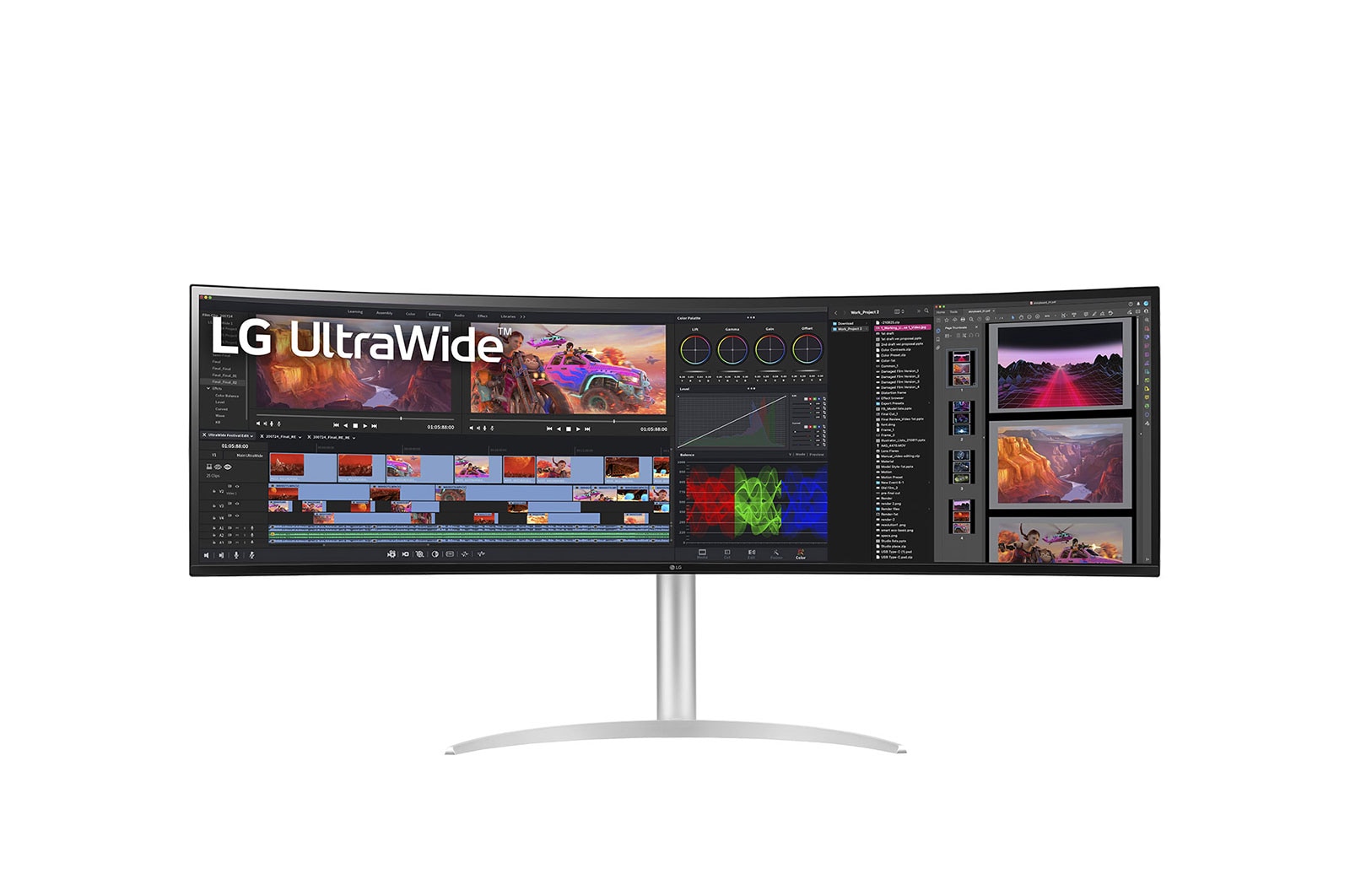 Vue avant de 49" LG UltraWide Dual™ QHD Monitor 49WQ95C-W