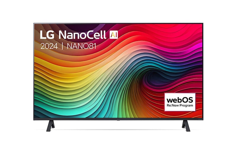 Vue avant de Smart TV LG NanoCell AI NANO81 4K de 43 pouces 2024 43NANO81T6A